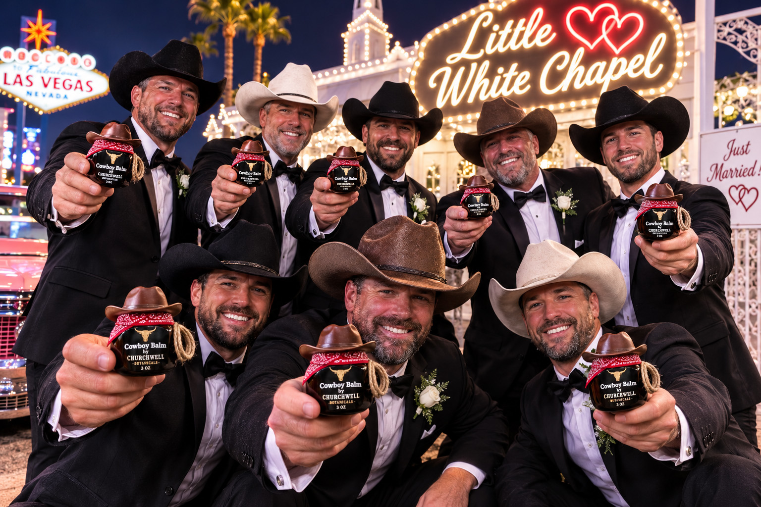 Cowboy Shaving Balm gifts for groomsmen at a Las Vegas wedding