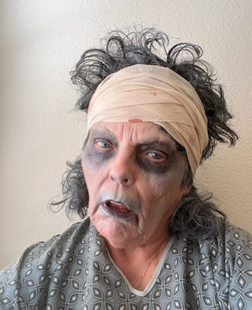 Pat in dramatic zombie makeup