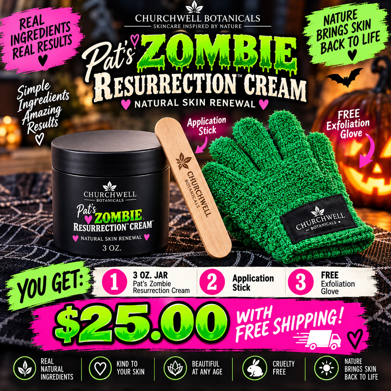 Pat's Zombie Resurrection Cream package contents