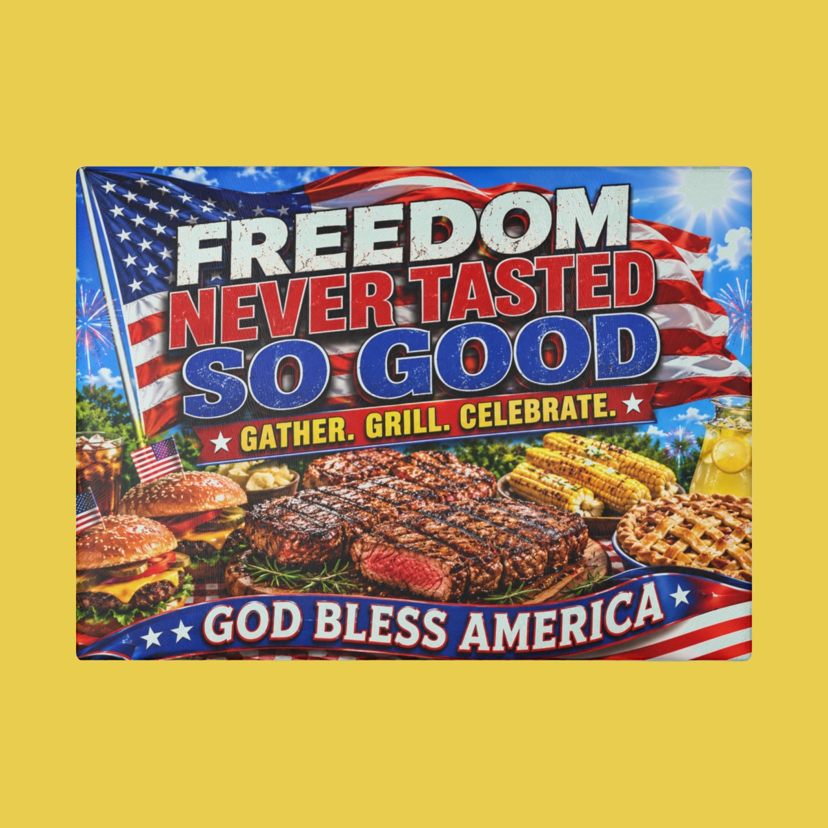 Freedom Never Tasted So Good Patriotic BBQ Memory Board