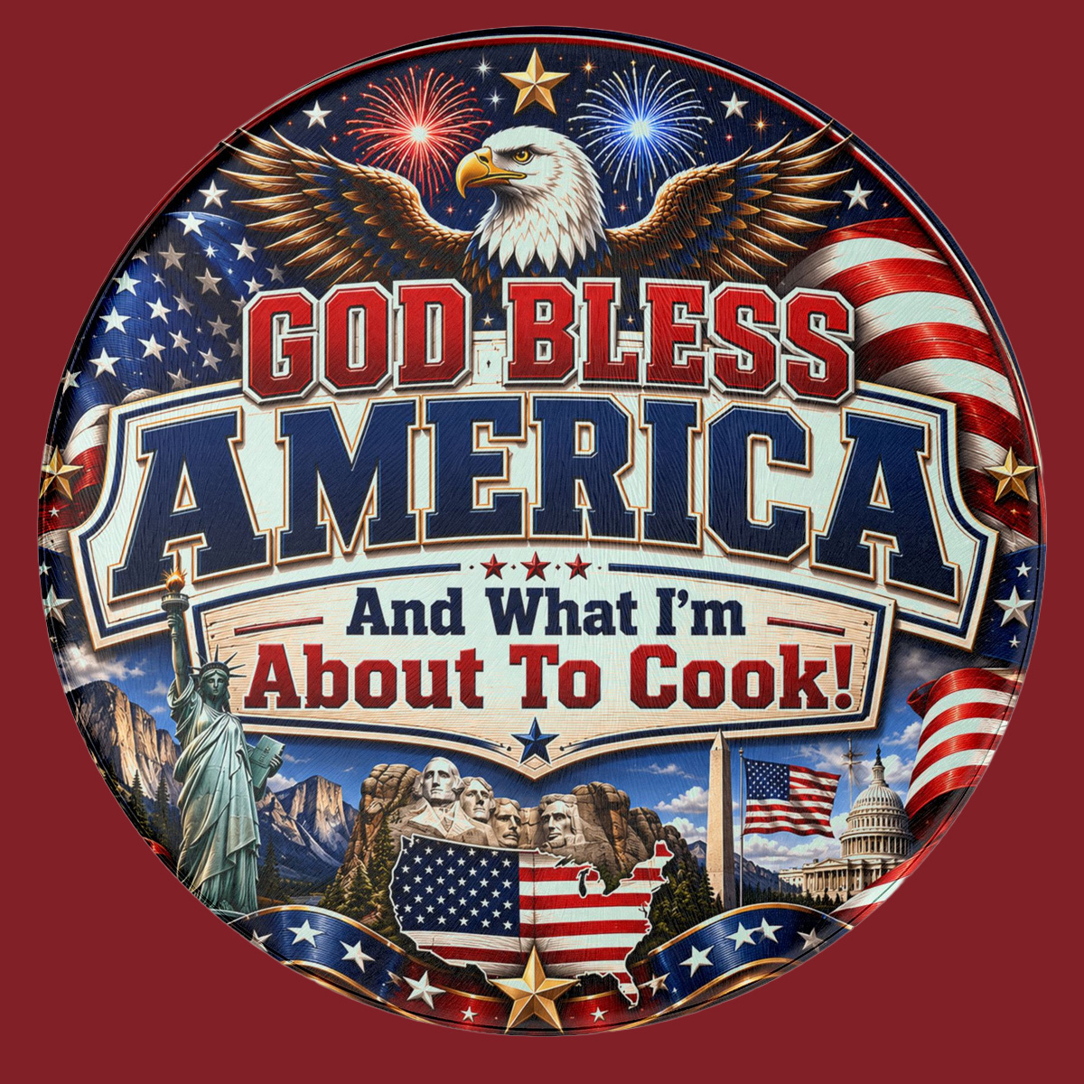 God Bless America Memory Board American Heritage Patriotic Keepsake