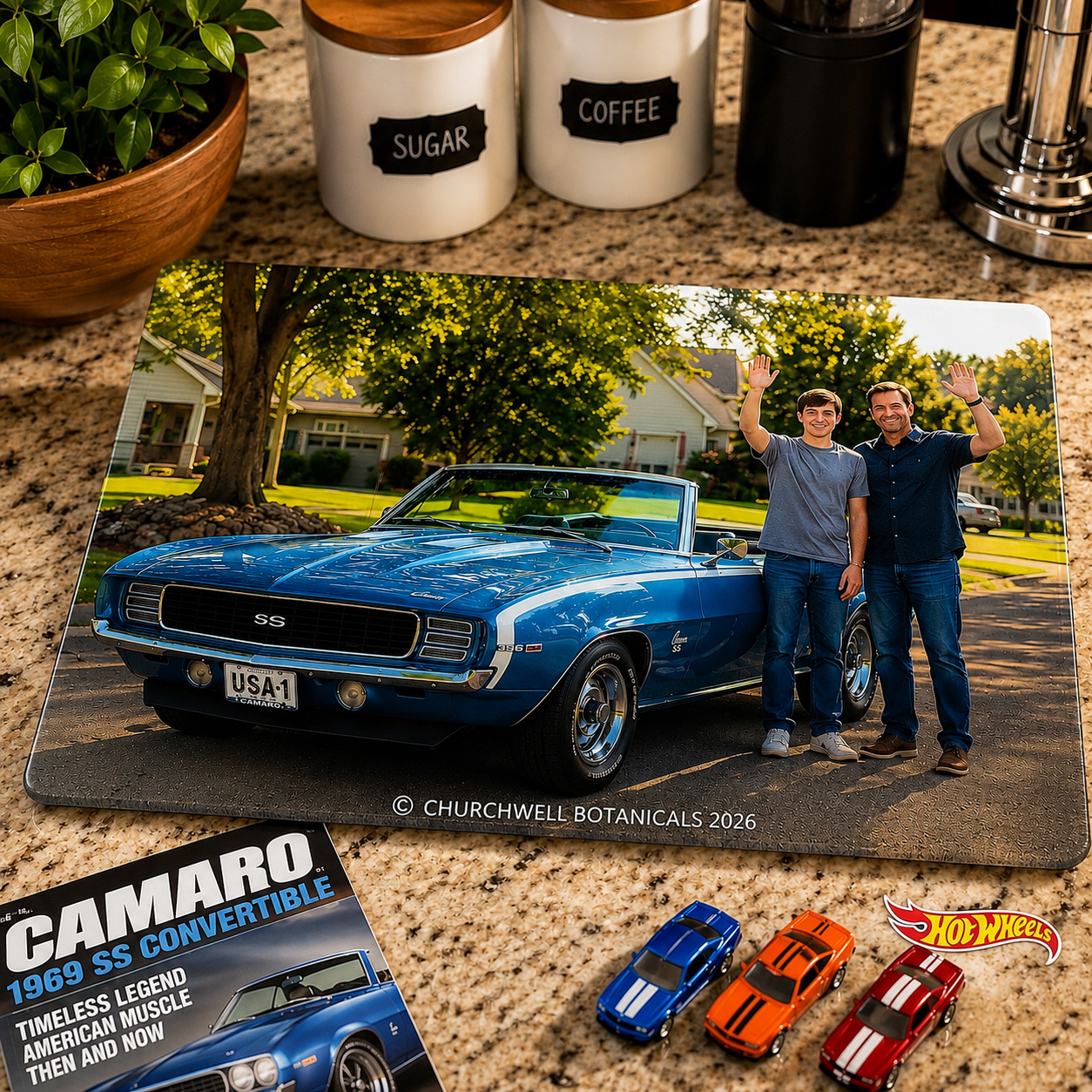 Classic Car Memory Tempered Glass Cutting Board