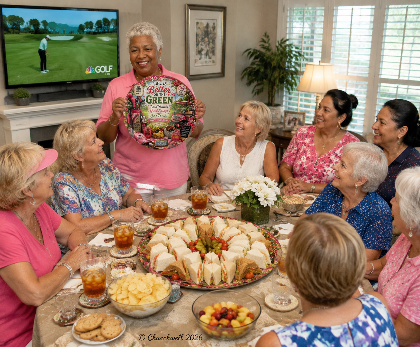 Ladies golf tournament winners celebrating with custom Churchwell Memory Boards