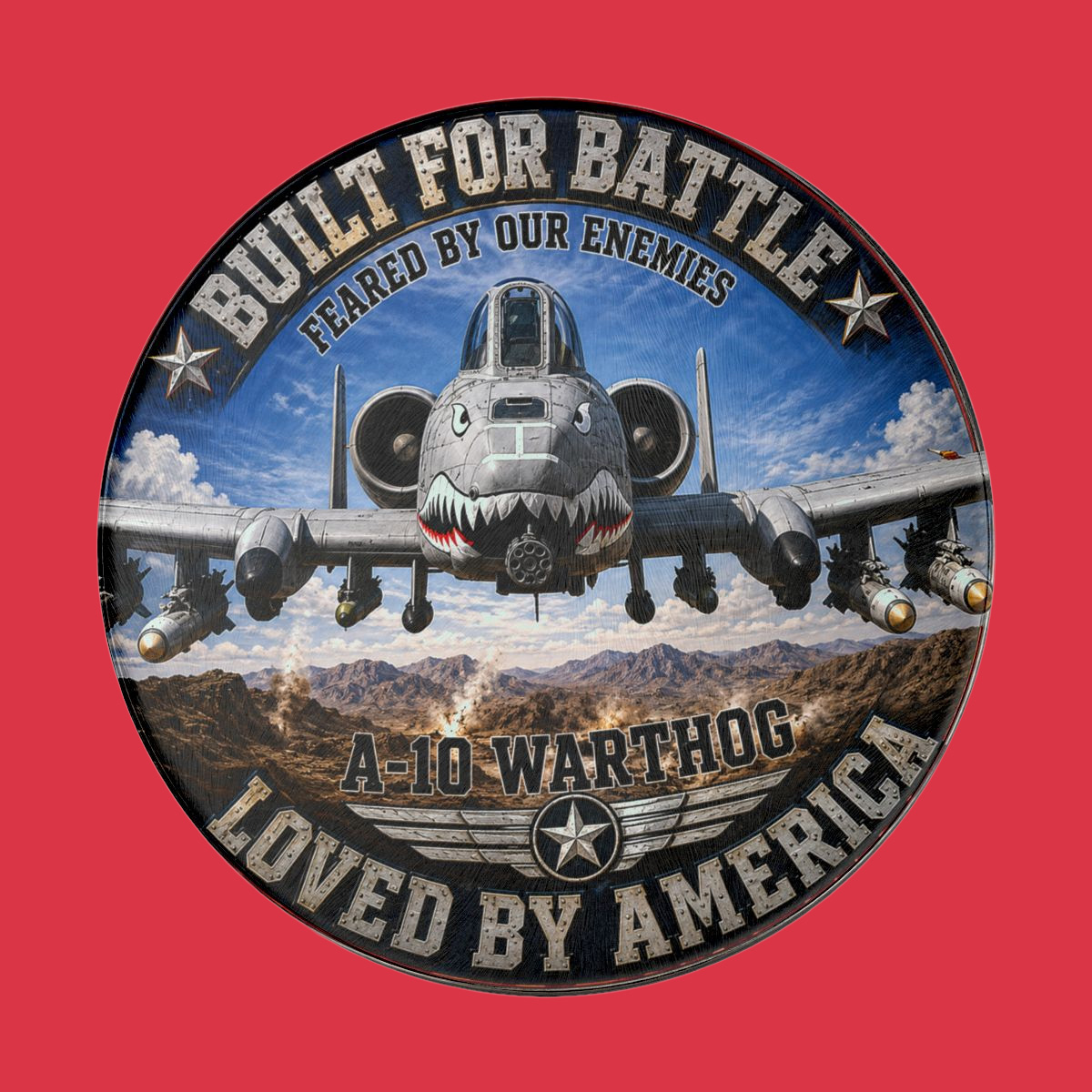 A-10 Warthog Military Tribute Round Memory Board Veteran Air Force Gift