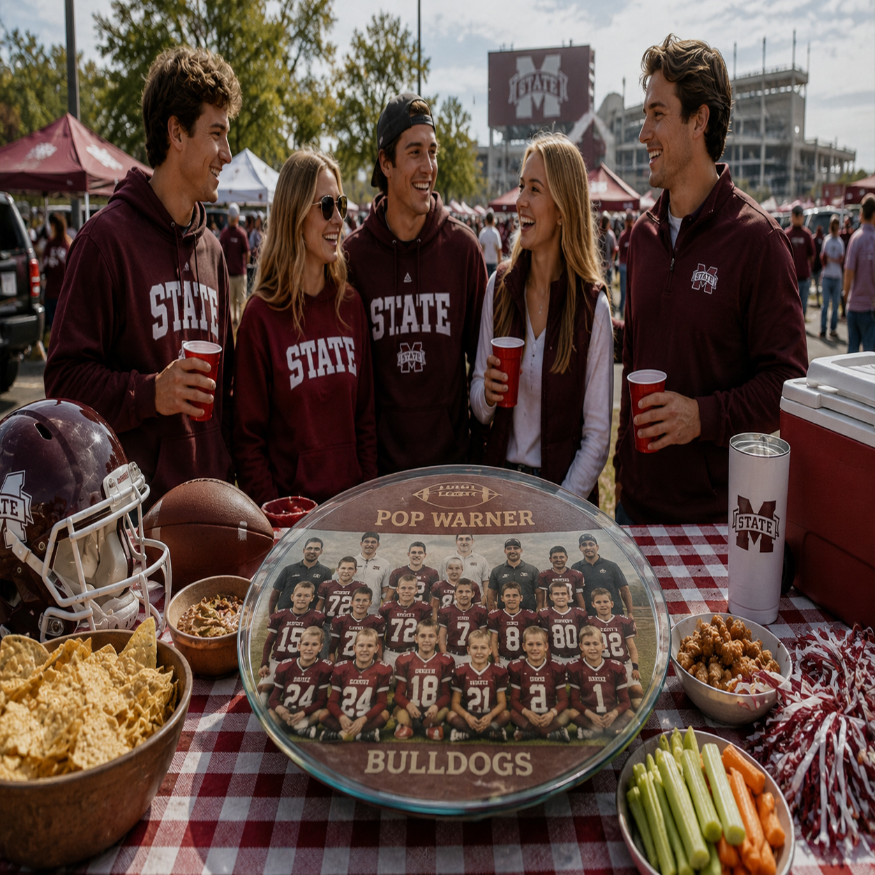 Pop Warner Team Memory Platter at a College Tailgate