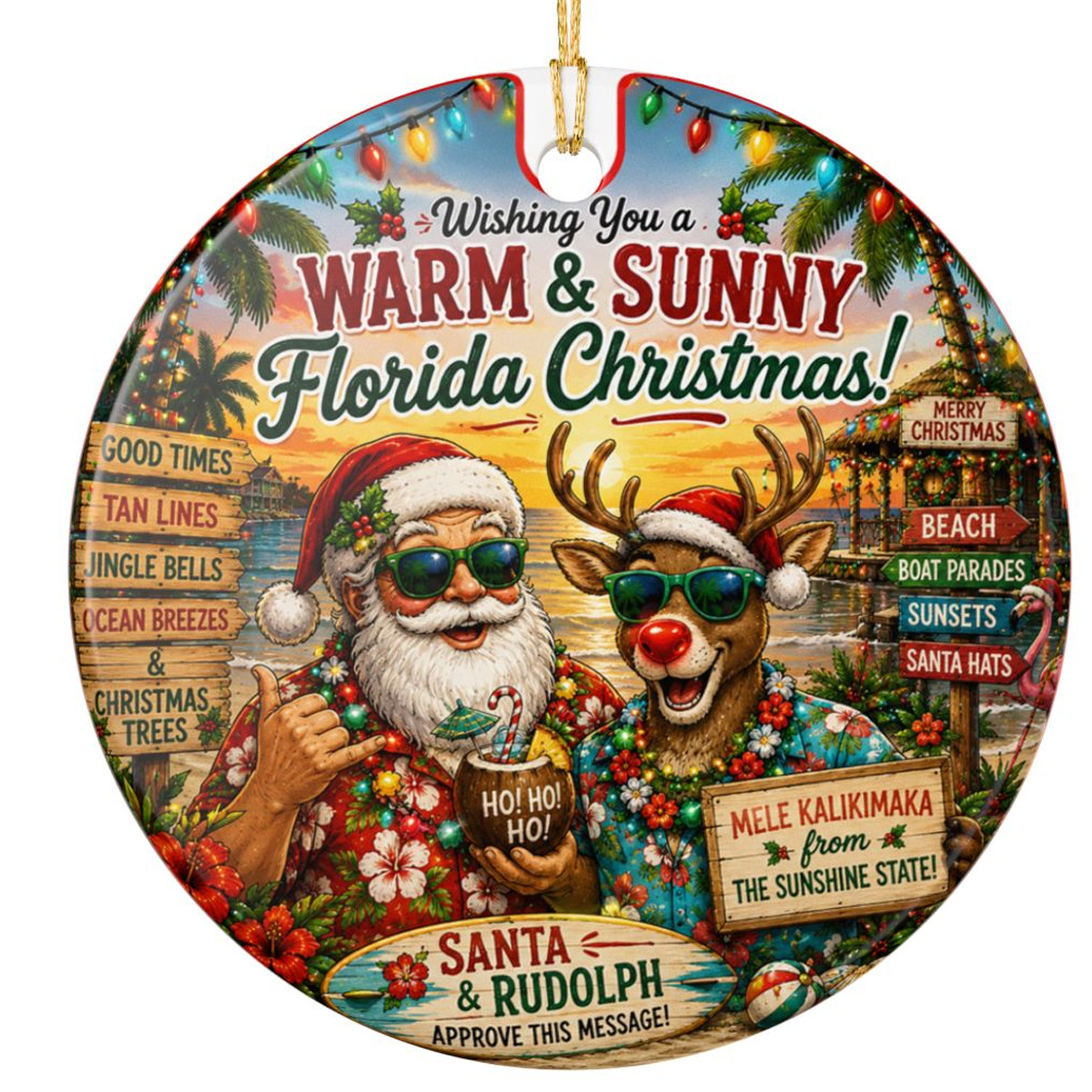 Florida Christmas ornament design available for the second side