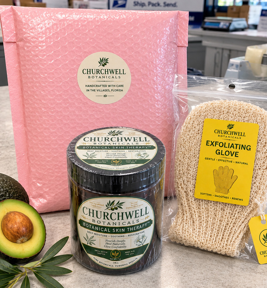 Churchwell Botanicals packaged order ready for shipment