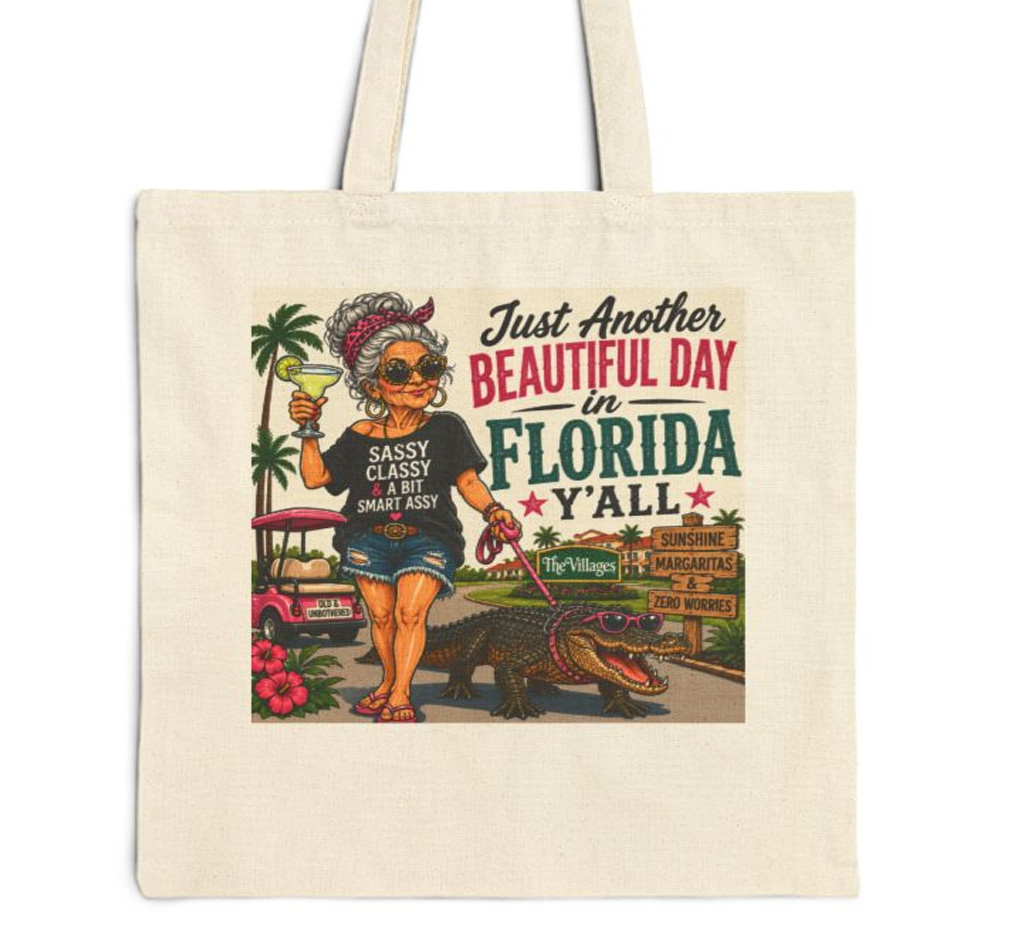 Churchwell Botanicals Florida canvas tote bag back design