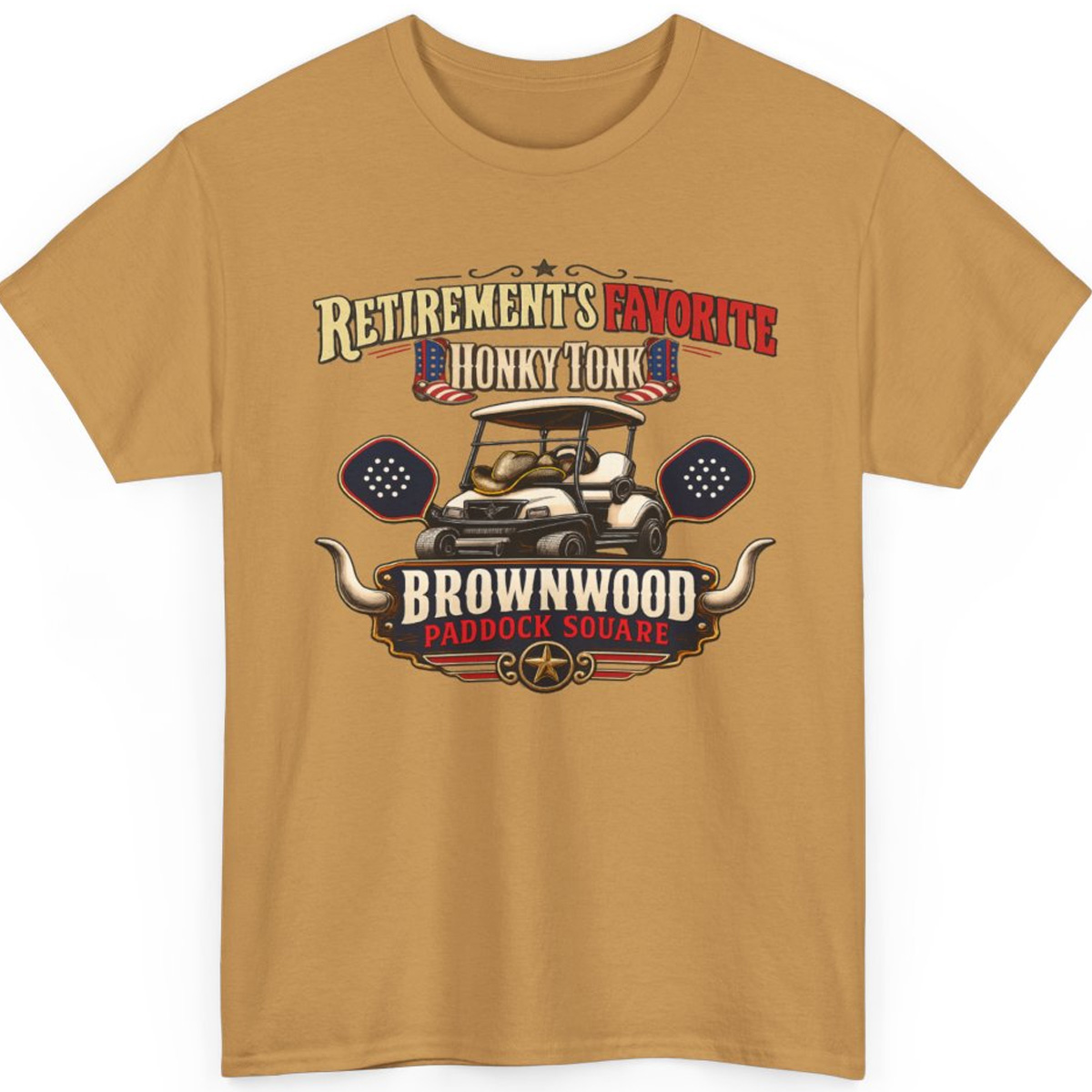 Retirement's Favorite Honky Tonk Brownwood Paddock Square T-shirt